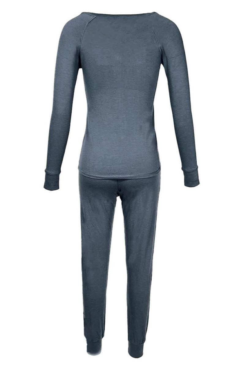 Long Sleeve Henley Loungewear Set - Holiday Fashion