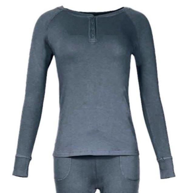 Long Sleeve Henley Loungewear Set - Holiday Fashion