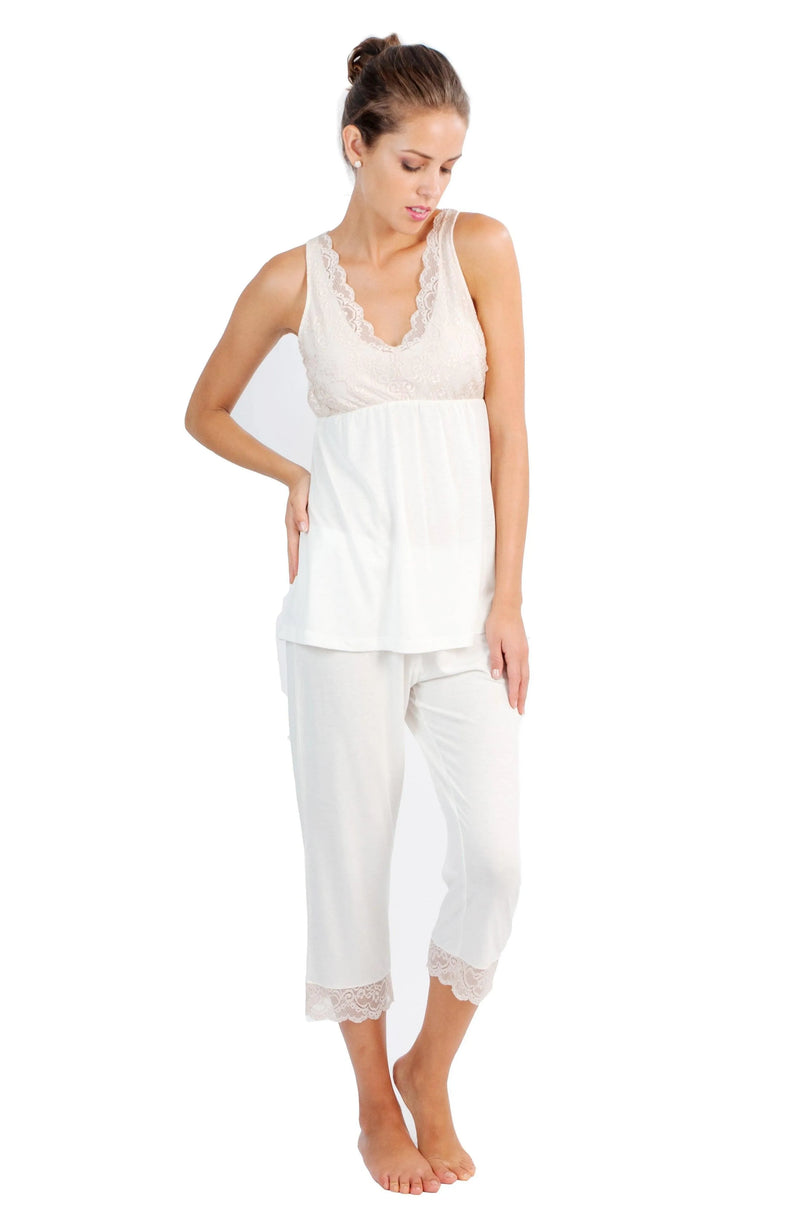 Leslie Wide Tank Camisole, Cropped Pant PJ Set - Sales Rack - Twelve Eighty Eight PJ Sets twelveeightyeight.com