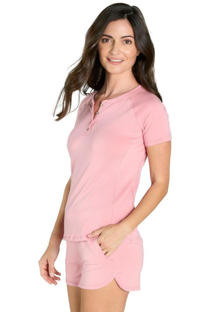 Olivia Short Henley Loungewear Set - Sales Rack - Twelve Eighty Eight Loungewear twelveeightyeight.com
