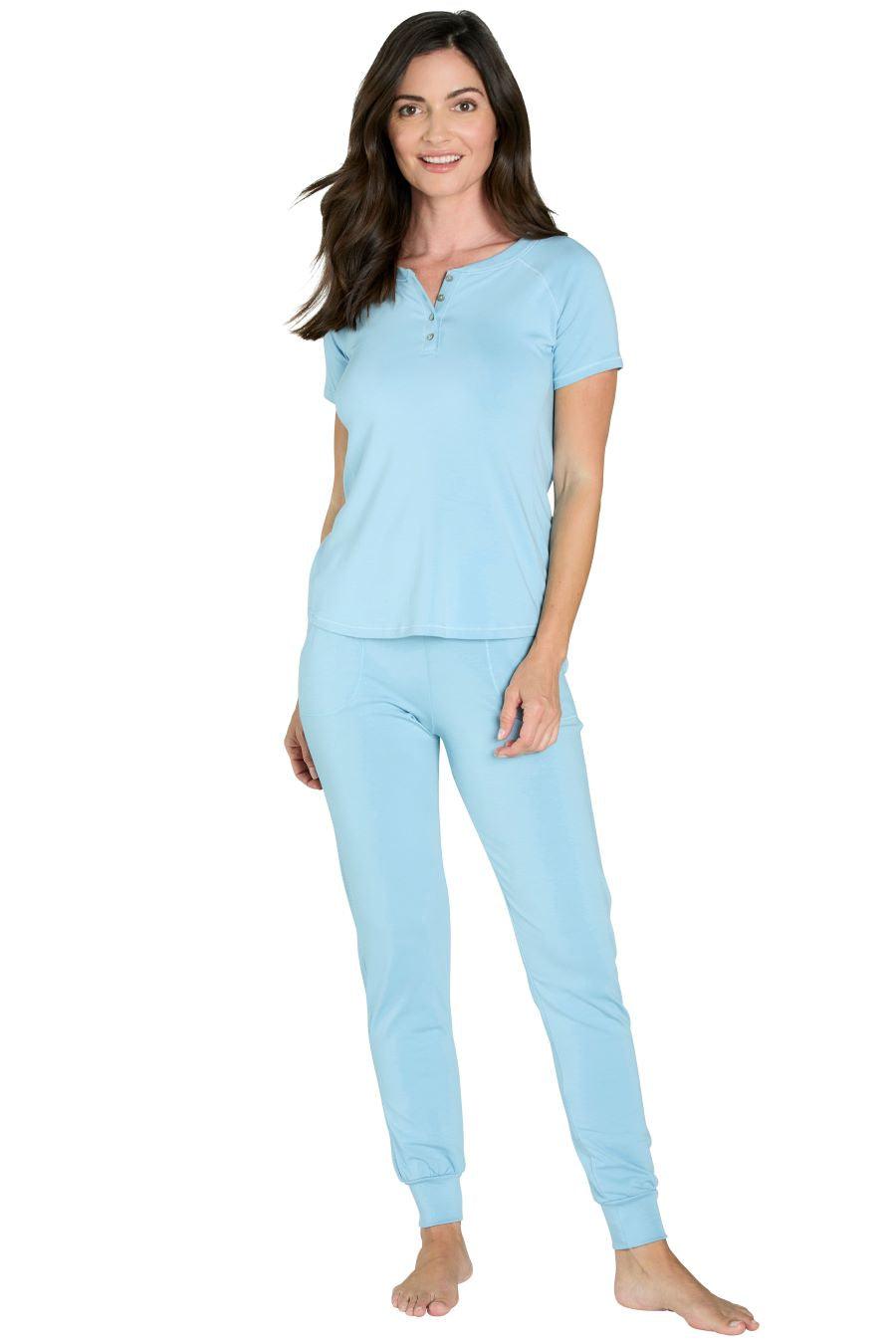 Olivia Short Sleeve Henley Loungewear Set - Twelve Eighty Eight Loungewear twelveeightyeight.com